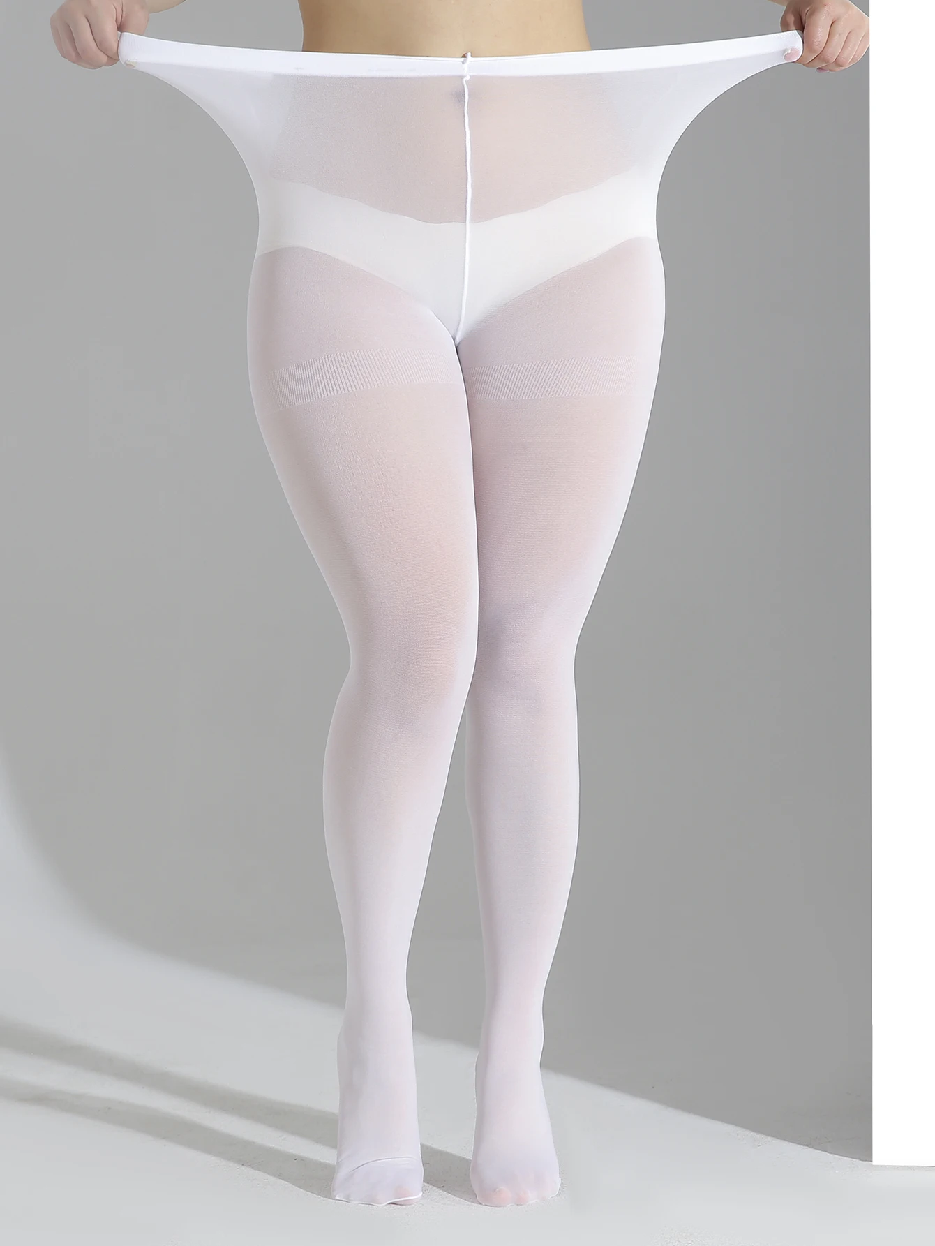 Ein Set Übergrößen-Strumpfhosen in Unifarben, Schlank, Elastisch, Vielseitig, Ultradünn, Transparent, für Damen – Detail 3