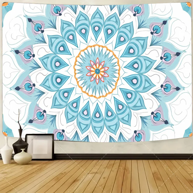 

1 шт. настенный гобелен в стиле бохо шикарный гобелен с павлиньими перьями и мандалой для декора стен гостиной