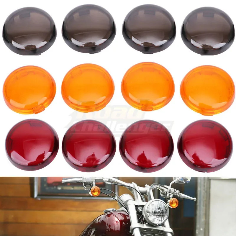 2 pces/4 pces led indicador de luz sinal volta fumaça vermelho amarelo lente capa para harley sportster 883 1200 glide dyna fatboy road king