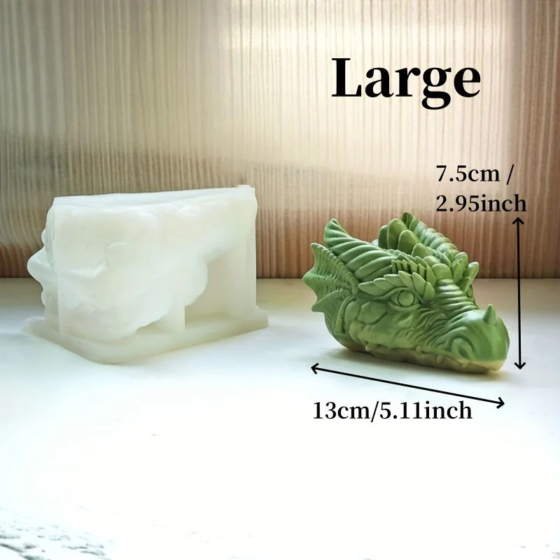 3D Dragon Head Candle Silicone Mold Monster Dragon Resin Silicone Mould Dinosaur Fire Dragon Concrete Plaster Molds Home Decor