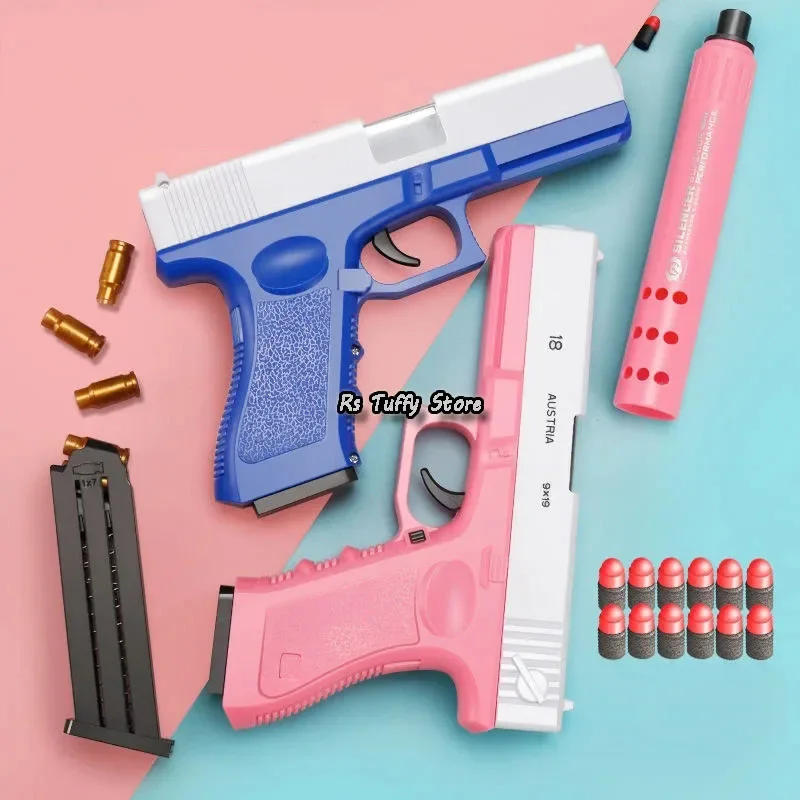 Chłopcy DIY Soft Bullet Toy Gun Foam Ejection Toys Darts Blaster Pistol Ręczne pistolety Airsoft z tłumikiem dla dzieci Zabawki prezentowe dla