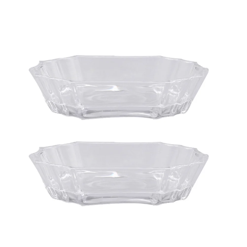 

2Pcs Glass Soap Box Retro Embossment Clear Soap Holder Compact Bathroom Tray for Home Travel Use Bathroom Supply