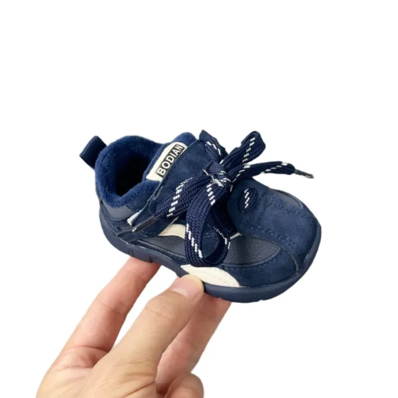 

Kids casual color blocked pattern warm learning board shoes winter new boys girls baby splicing wear-resistant sports shoes16-26