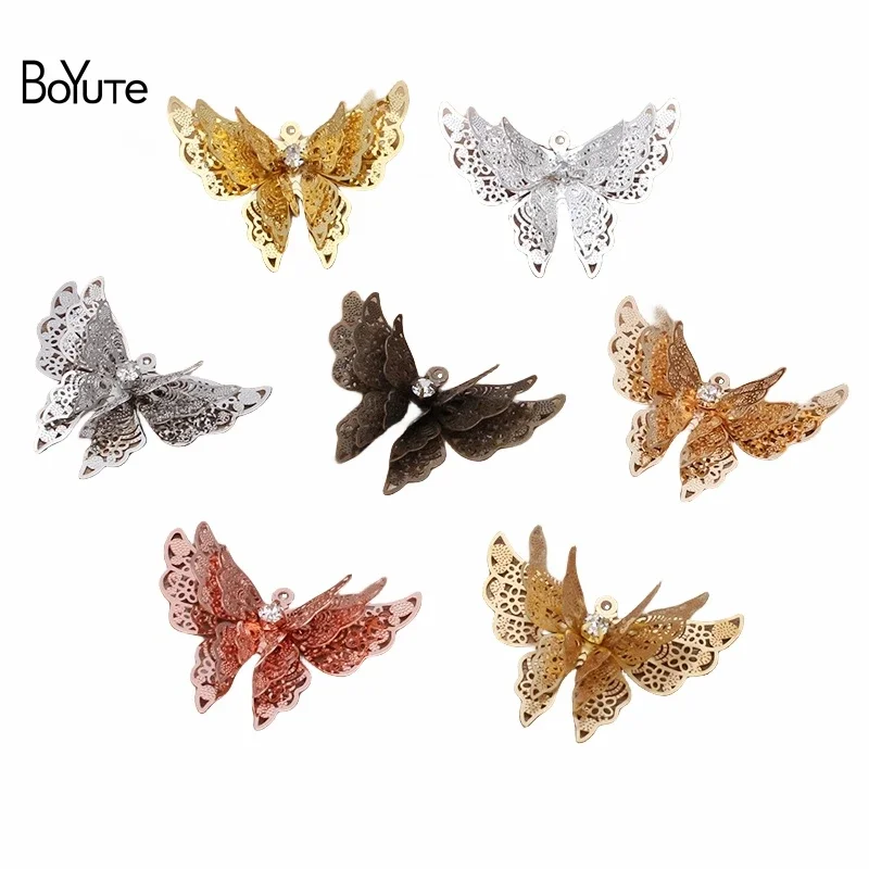 

BoYuTe (10 Pieces/Lot) 25*35MM Metal Brass Filigree Butterfly Pendant Materials Diy Jewelry Accessories