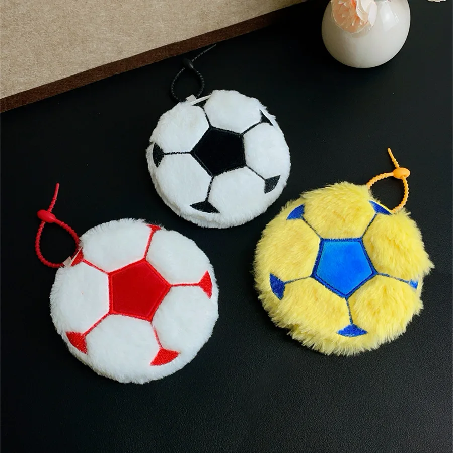 Cute Soccer Coin Purse Pendant Plush Balls Wallet Soccer Coin Purse Children's Toys Cartoon Headphone Coin Storage Bag Storage