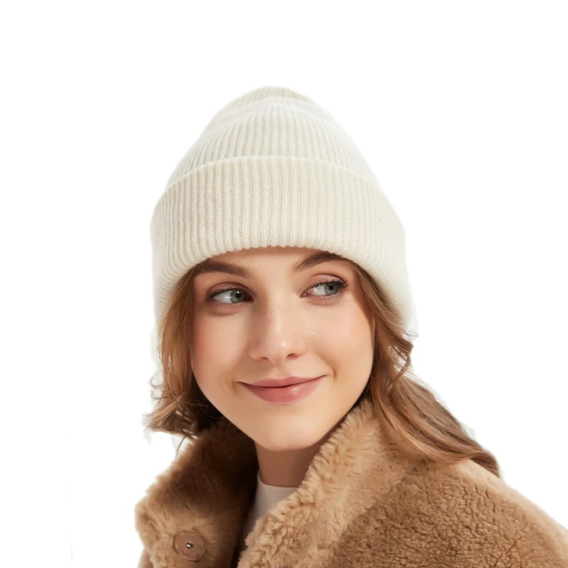 BEAUTODAY Knitted Beanie Women Sheep Wool Solid Color Soft Warm Casual Street 2023 Trendy Ladies Hats Present Handmade 96513