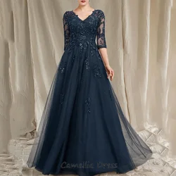 Elegant Formal Mother Of The Bride Dress A Line Tulle Applique New Floor Length Wedding Party Gown Vestidos Para Madrina