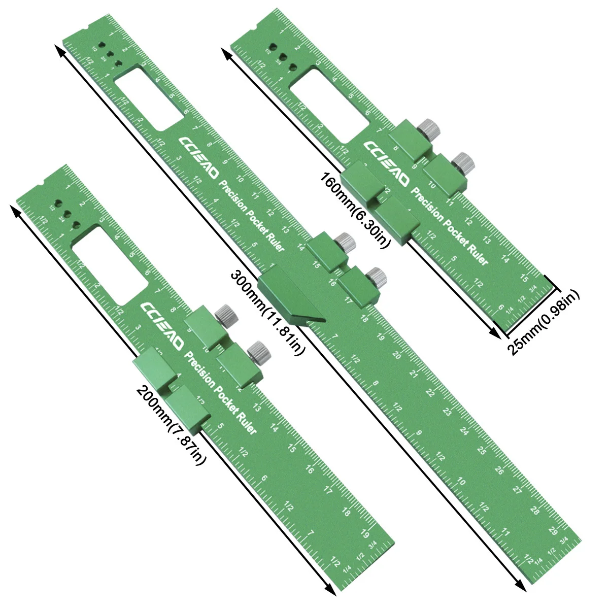 1/3Pcs Woodworking Precision Pocket Rulers, Metal Slide Stop Marking Square Ruler Adjustable Sliding Ruler Marking and Measuring