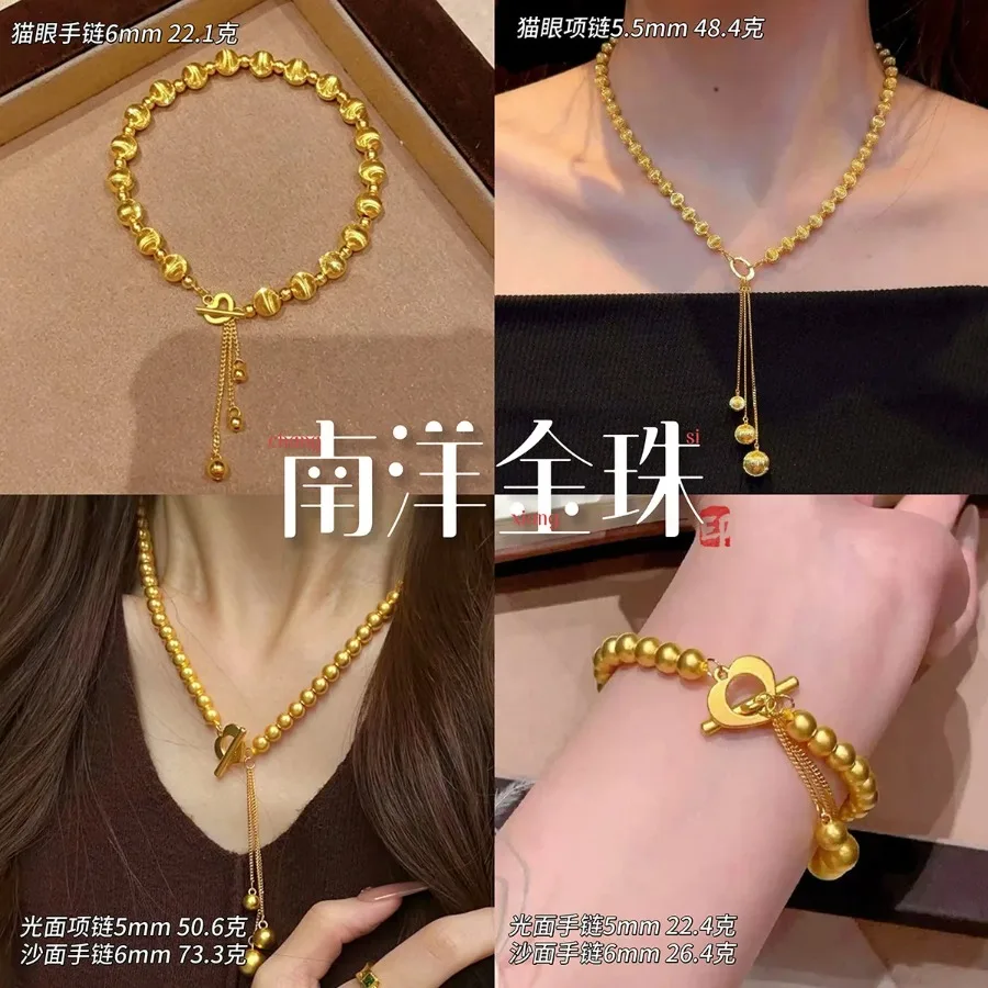 Red book network red light luxury retro Nanyang  beads fringe necklace shop sand  love ot button 9999gold