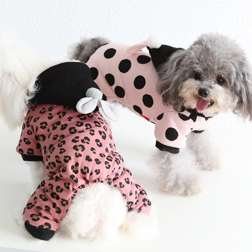 Winter Pet Dog Cat Hoodies Warm Dog Clothes Striped Pajamas Thick Soft Comfortable for Small Medium Dog Cats Pet Supplies