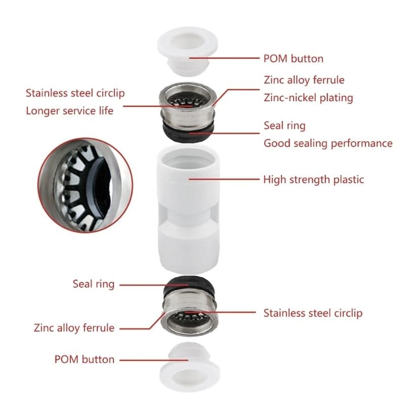 3PCS PTFE Connector Tubo Ajuste Pneumático Conector Rápido 1,75mmm Filamento