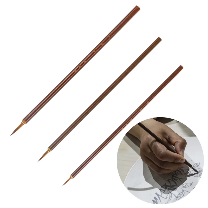 3pcs Pottery Painting Brush Set Ceramic Coloring Fine Hook Line Pen Bamboo Pole Meticulous Overglaze/underglaze Painting Tools