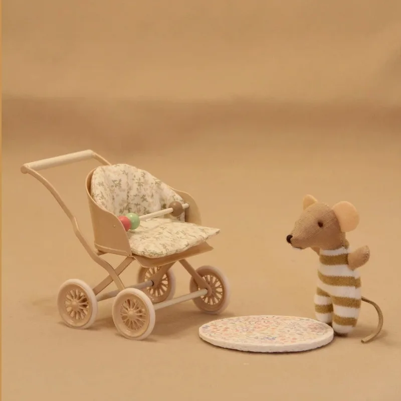 Miniature Metal Stroller 1:12 Scale Realistic Baby Pushchair for Dollhouse  Miniature Scene Children\'s Toy Model For BJD Doll