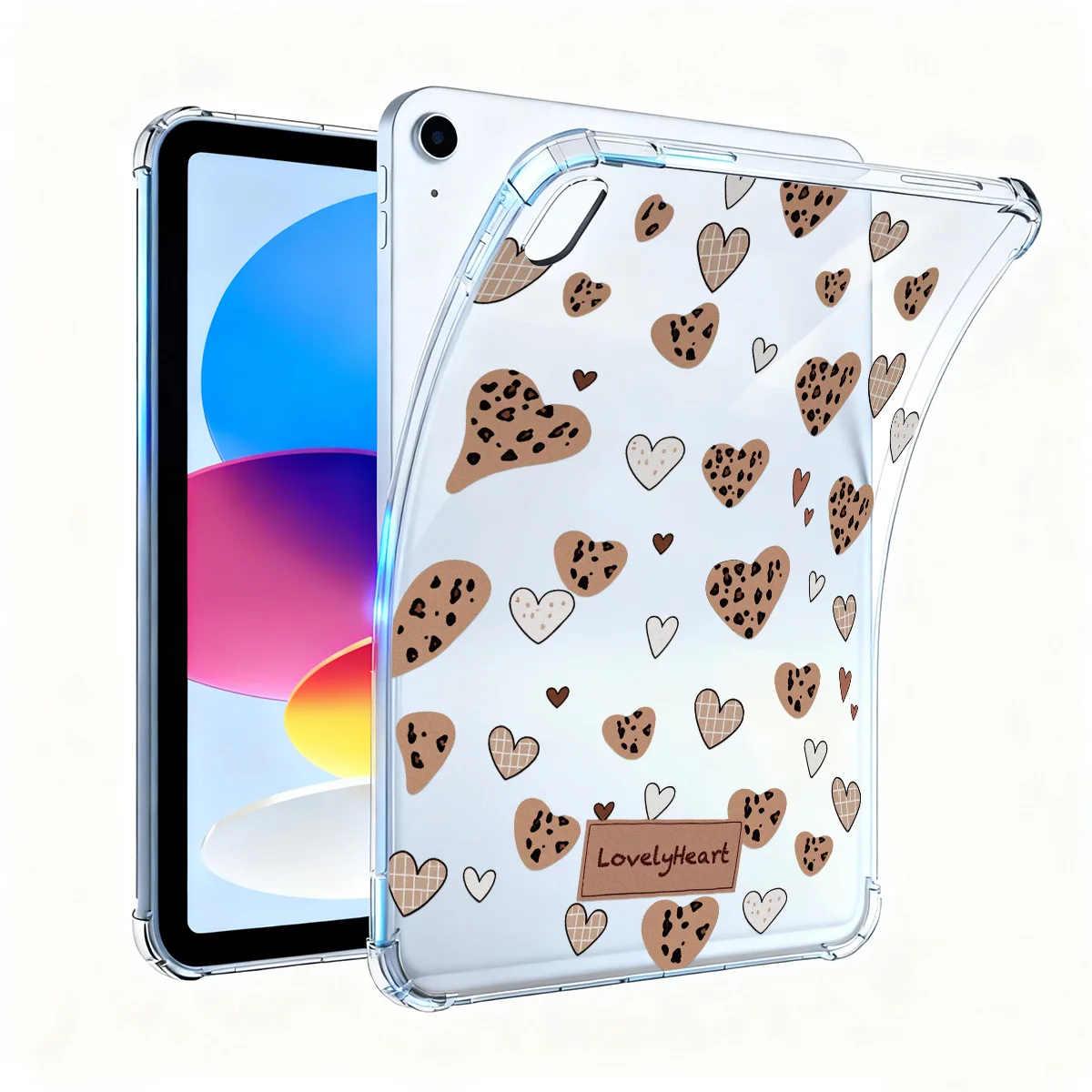 Heart-shaped Leopard Print For iPad Pro 11 2018 2022 Air 4 5 Silicone For iPad 2025 2024 11Inch Mini 6 5 Transparent Tablet Case