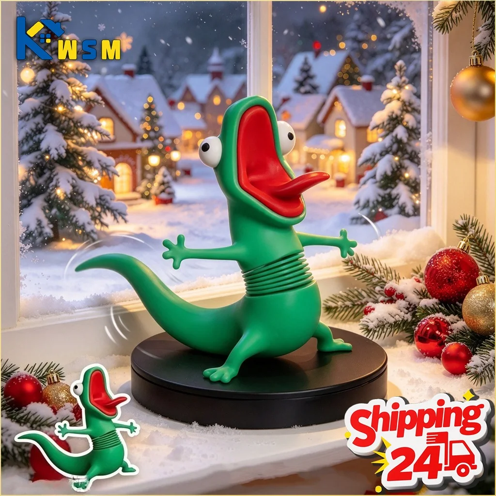 1-10PCS Christmas Lizard Meme Wobbling Spring Stress Relief Funny Novelty Figurine for Desk Home Office Party Decoration