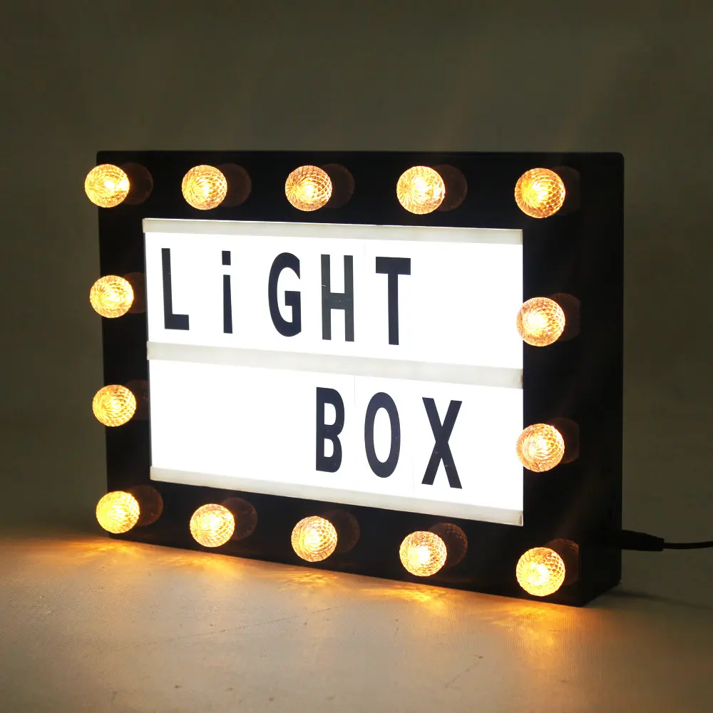 12 x 8 inches LED Cinema Light Box with 14 Marquee Lamp and 200 Letters Light Up Sign