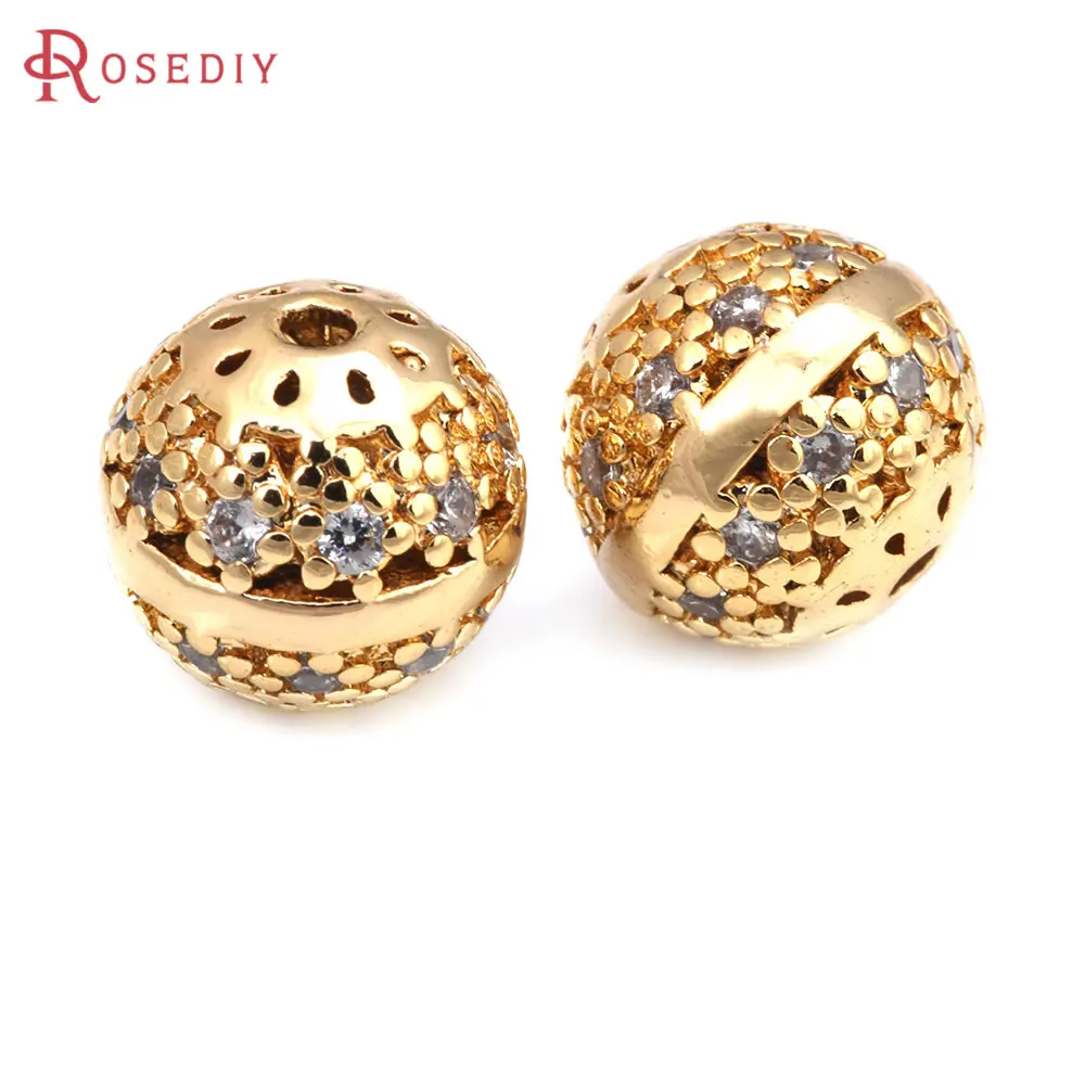 18K Gold Color Brass and Zircon Spacer Beads Bracelets Beads High Quality Jewelry Making Necklace Earrings Accessories for Women