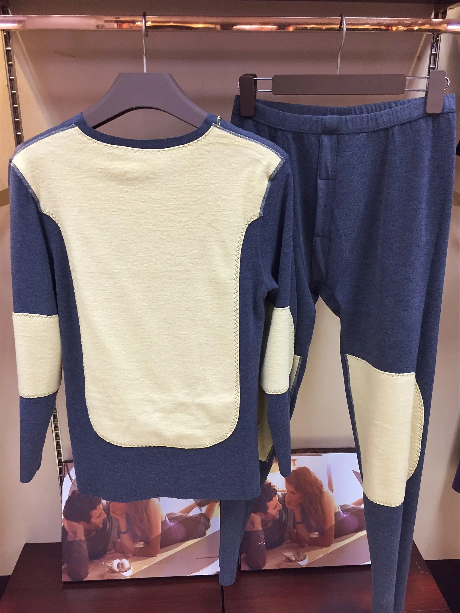 men's-v-ne-silk-patch-thiened-knee-pad-warmth-suit-innerwear-kaiser-5280-casual-home-clothes-fall-collection