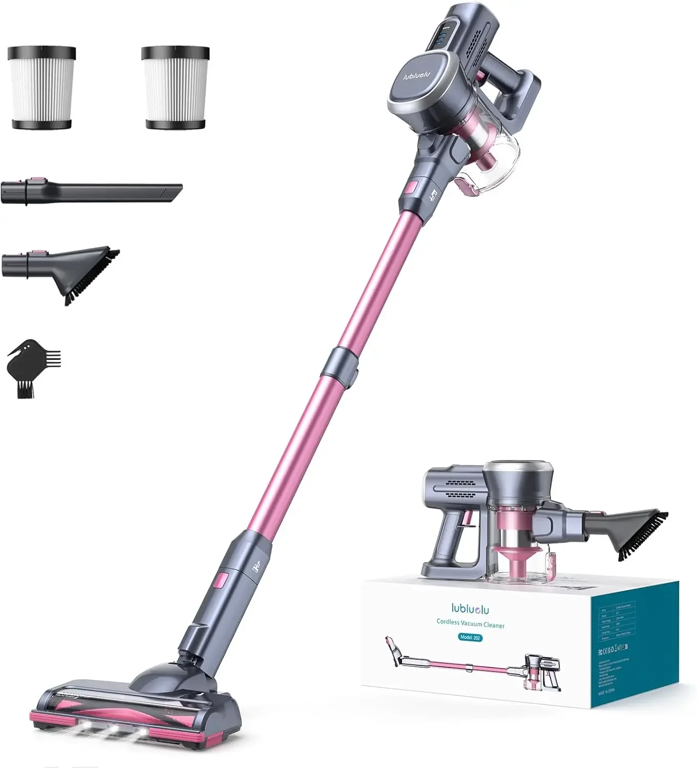 Cordless Vacuum Cleaner,25000Pa Cordless Stick Vacuum with 235W Brushless Motor, 50min Runtime, Detachable Battery, Self-Standin