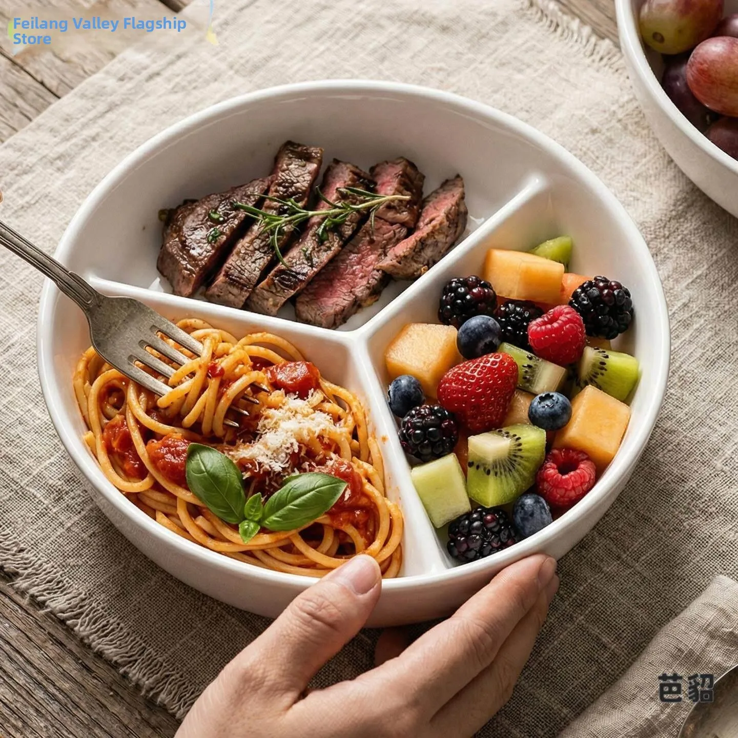 Ceramic Divided Plate for Weight Loss Breakfast Meal Planner Three Sections Portion Control Dish Creative Cultural Diningware