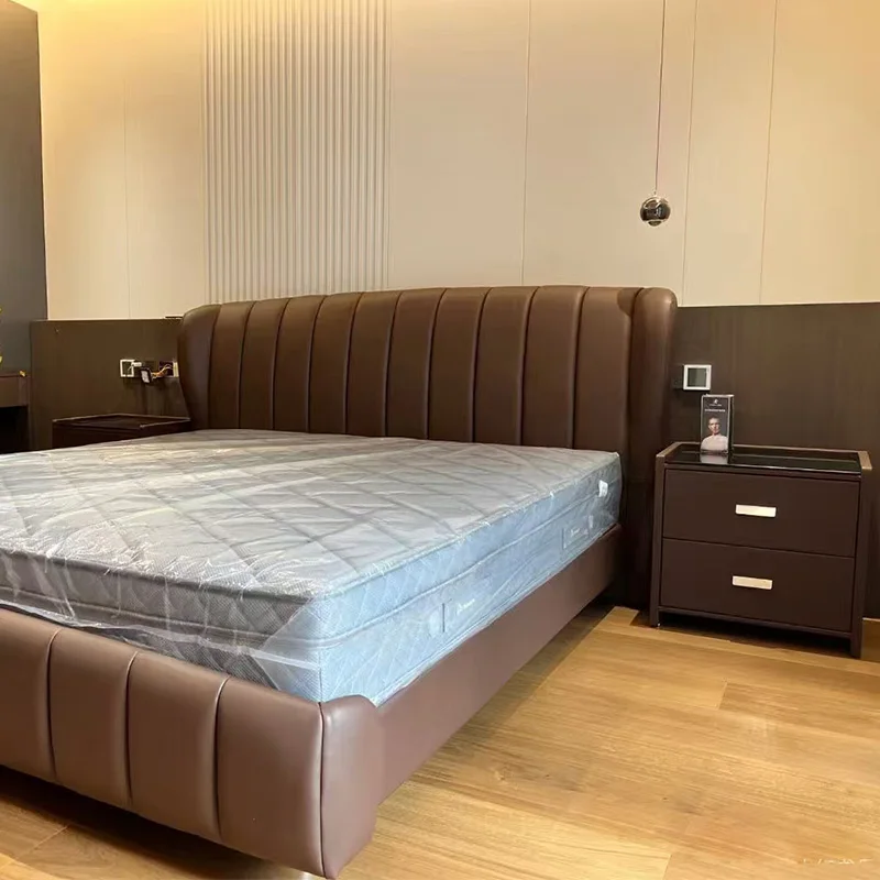 Flat replacement shell frame retro wind leather wedding master bedroom double  BCD1-036 same double bed
