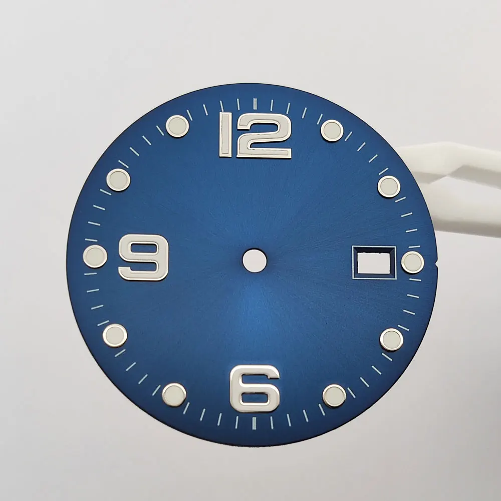 Cadran de montre NH35 32.5mm, cadran bleu/noir/vert c3, veilleuse verte, cadran stérile adapté au mouvement NH35, accessoires de montre