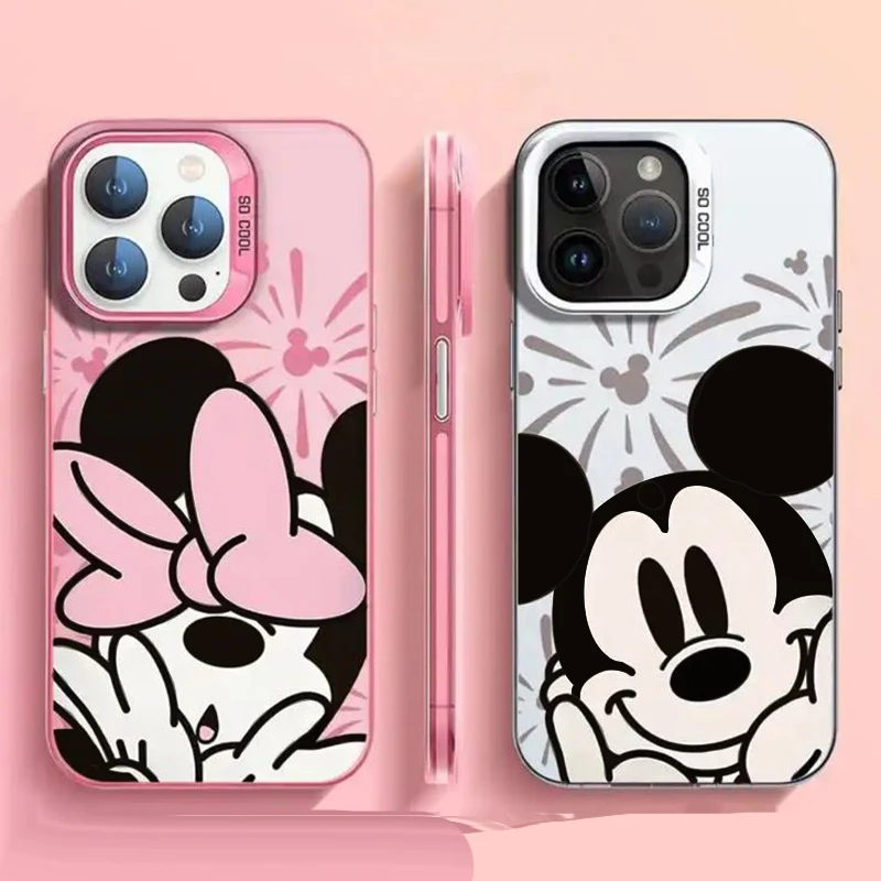 Funda de Teléfono con Diseño de Mickey y Minnie Mouse Estilo Y2K para iPhone 17, 17e, 16e, 16, 15, 14, 13, 12, 11 mini, Pro, Max, X, XSMAX, 8, 7, Air Plus, Anti-Caídas, Mate