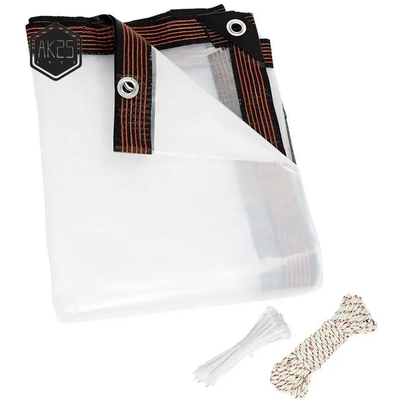 

AK25-8X10 FT Clear Waterproof Tarps Heavy Duty Outdoor Garden Rainproof Covering,Clear Vinyl Tarp With Grommets