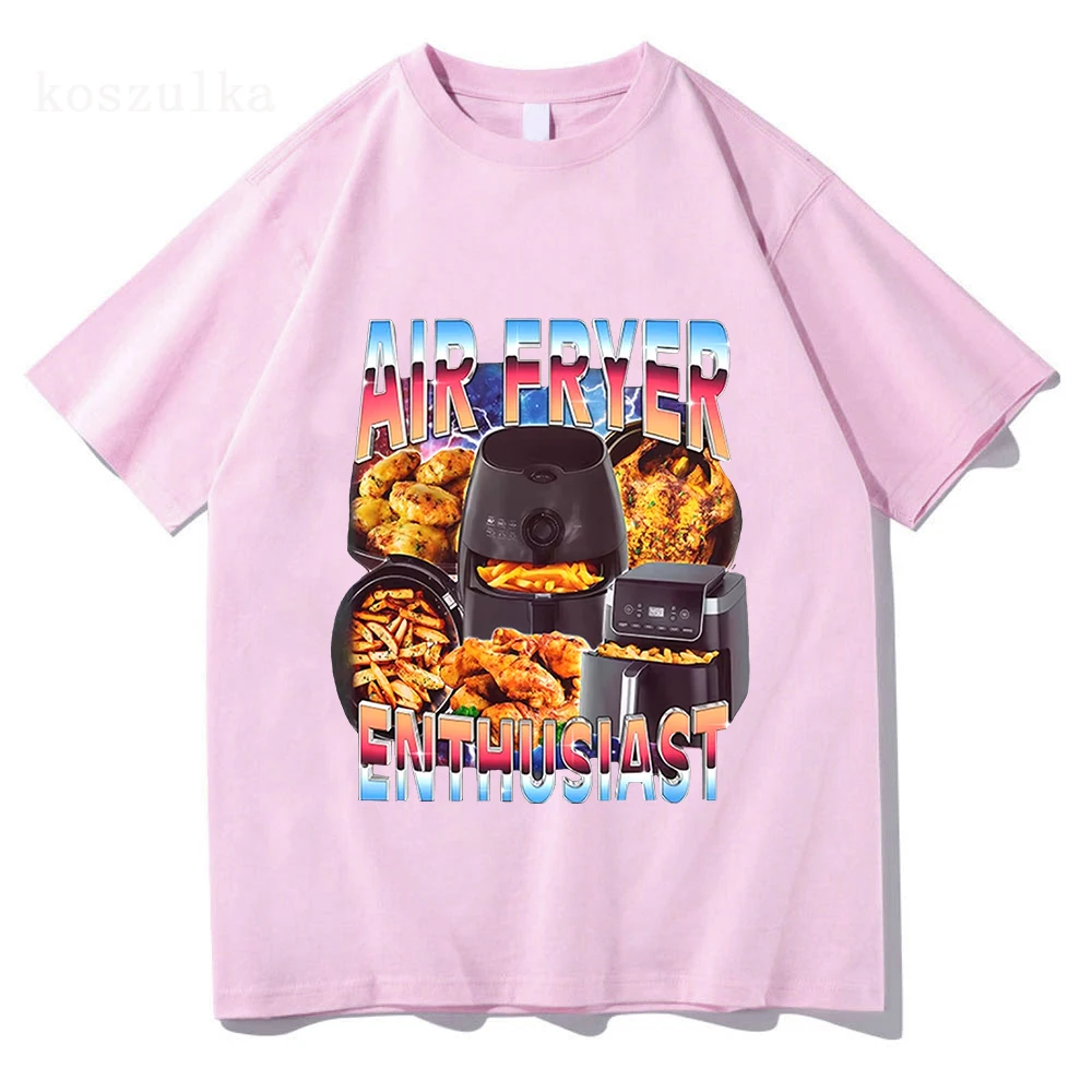 الهواء المقلاة متحمس مضحك الطبخ ميمي تي شيرت المرأة موضة خمر تي شيرتات قصيرة الاكمام عادية تي شيرت الشارع الشهير