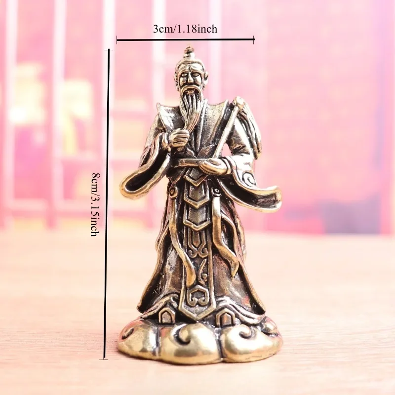 Vintage Brass Taibai Venus Figurine, Traditional Chinese Mythology Elder Statue On Cloud Base, Desktop Tea Pet Ornament,