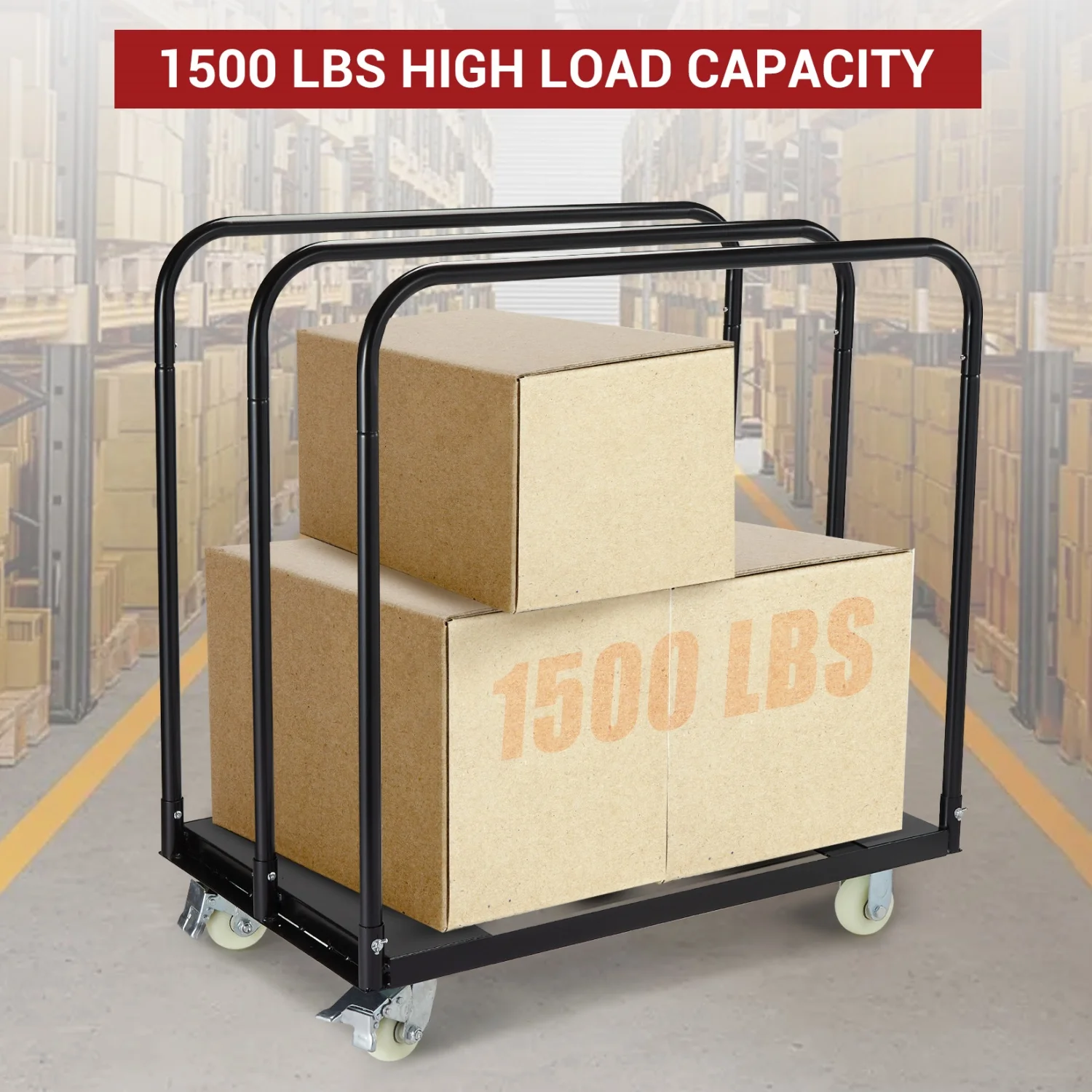 Drywall Cart Steel Panel Truck Platform Carts Table Cart with 1500 Lbs Capacity, Utility Tool Cart for Handling Wall Panel