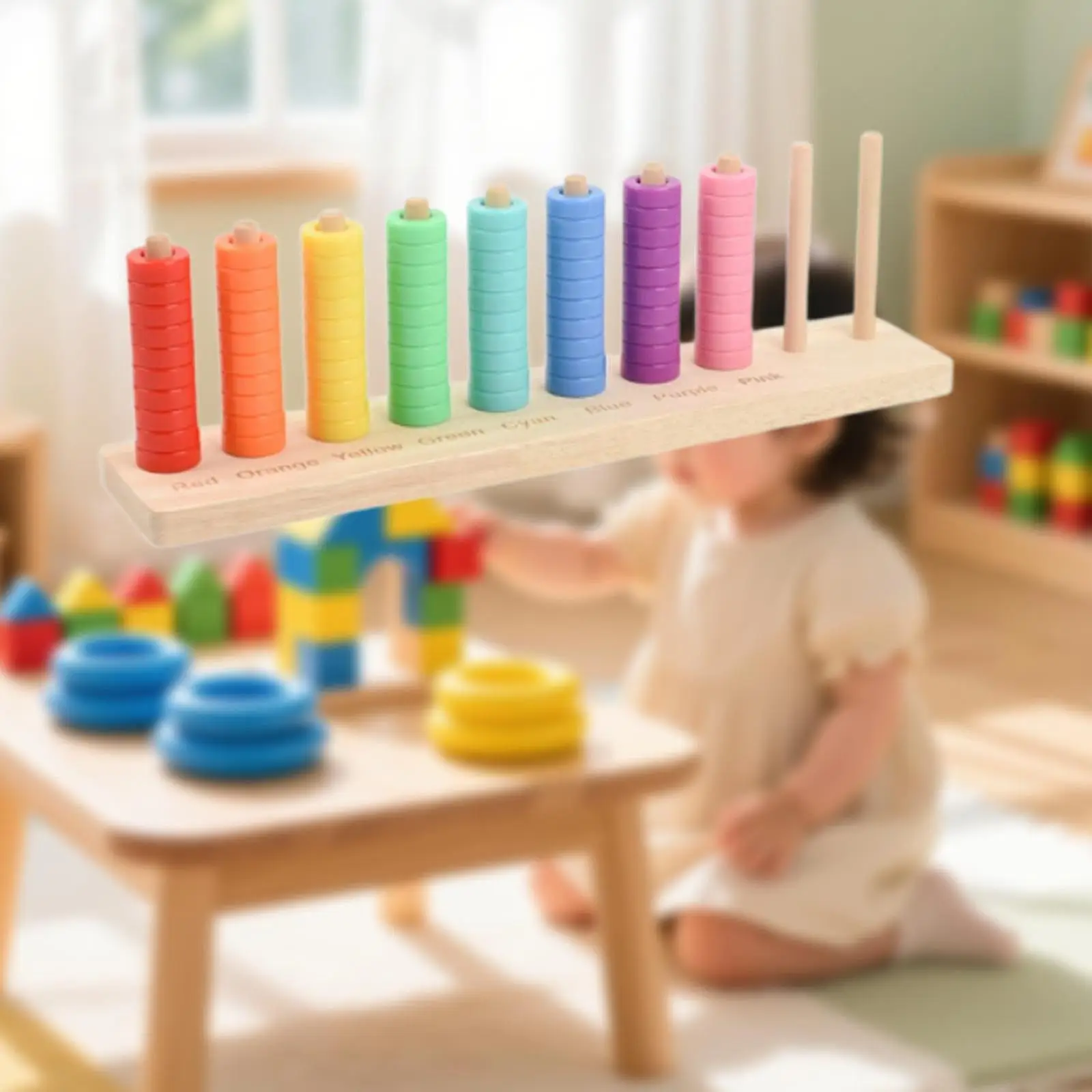 Gioco di abbinamento colori in legno Ordinamento arcobaleno Giocattolo impilabile Attività di apprendimento cognitivo educativo per bambini dai 2 anni in su