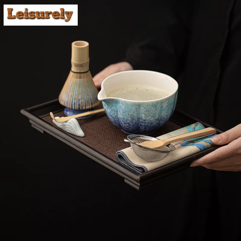 

Vertical Pattern Matcha Large Set Of Tea Whisks Standing Bowls Filter Spoons Tea Ceremony Porcelain Tea Set Ornaments Supplies
