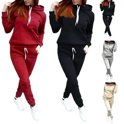 Vrouw trainingspak tweedelige set winter warme hoodies + broek truien sweatshirts vrouwelijke jogging dameskleding sportpak outfits