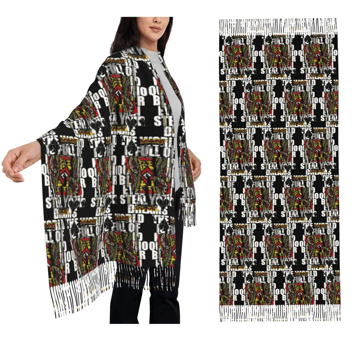 

The World Is Full Of Kings And Queens Шарф Шарфы с кисточками для женщин Мягкие теплые шали и накидки Длинная осенне-зимняя шаль