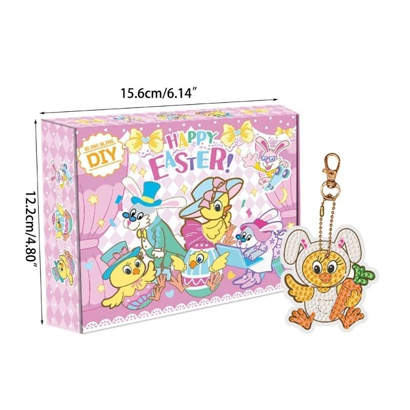 라인 석 스티커 키 체인 부활절 라인 석 스티커 키트 부활절 장난감 토끼 라인 석 스티커 어린이위한 DIY 키 체인 K 15UB