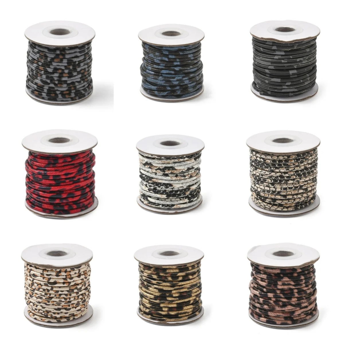 

2Rolls Leopard Printed Imitation Leather Cords Thread 3mm Faux Suede Beading Rope String for DIY Weaving Bracelet Jewelry Making