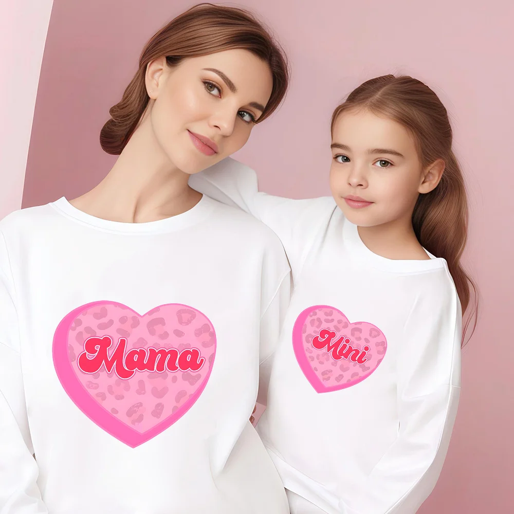 Mama Mini family outift Valentine's Day Sweatshirt Mother&kids Pullover Family Matching Outfits cute Printing Clothes