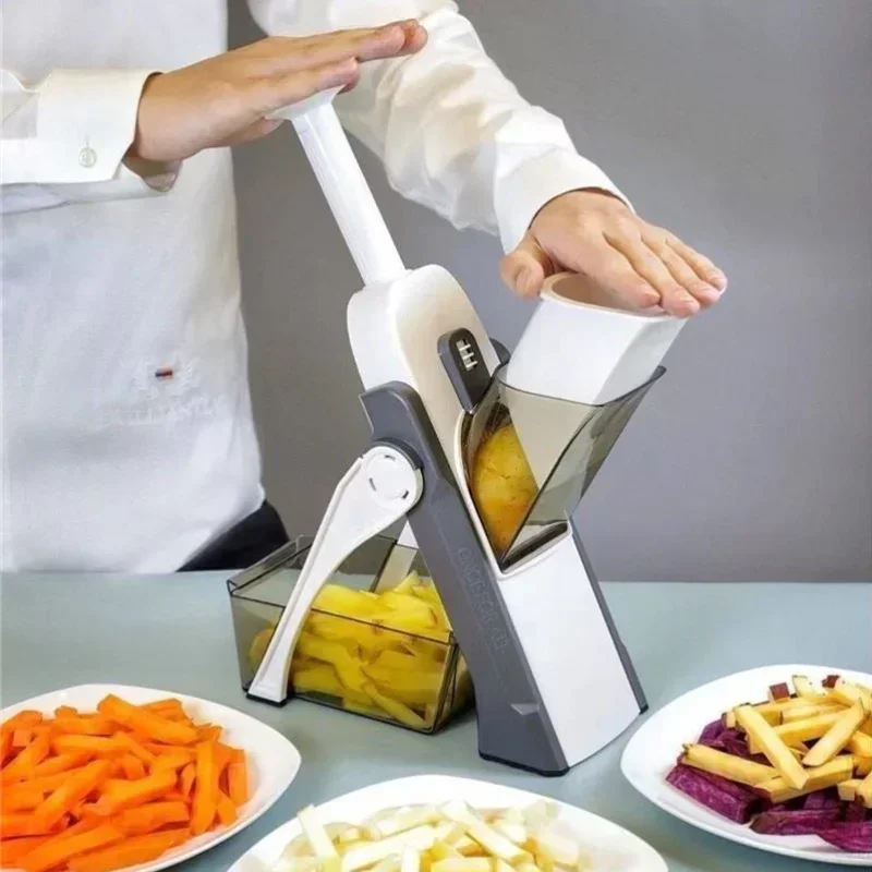 Manual Vegetable Cutter 5 In 1 Food Chopper Safe Not Hurting Your Hands Potato Shreds Grater Lemon Slicing   Slicer Kitchen Gadg