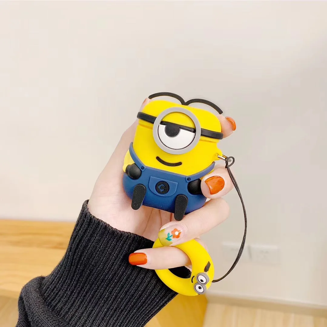 Niedliche 3D-Cartoon-Minions-Accessoires-Hülle für Airpods 5 2026 1 2 3 4 Pro2 Pro 3 Großäugiges Silikon-Kopfhörer-Etui – Detail 6