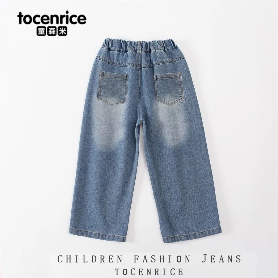 

Witch Hunters Children's Jeans Girls Spring and Autumn 2025 New Straight Pants Girls Casual Pants Tide