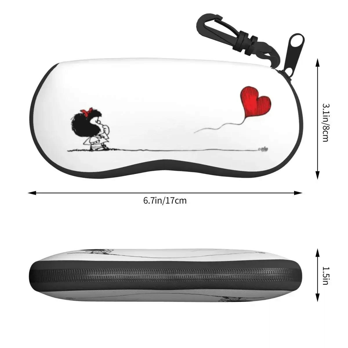 Custom Mafaldas Balloon Heart Shell Glasses Case Unisex Cool Quino Manga Cartoon Eyeglasses Case Sunglasses Protector Box