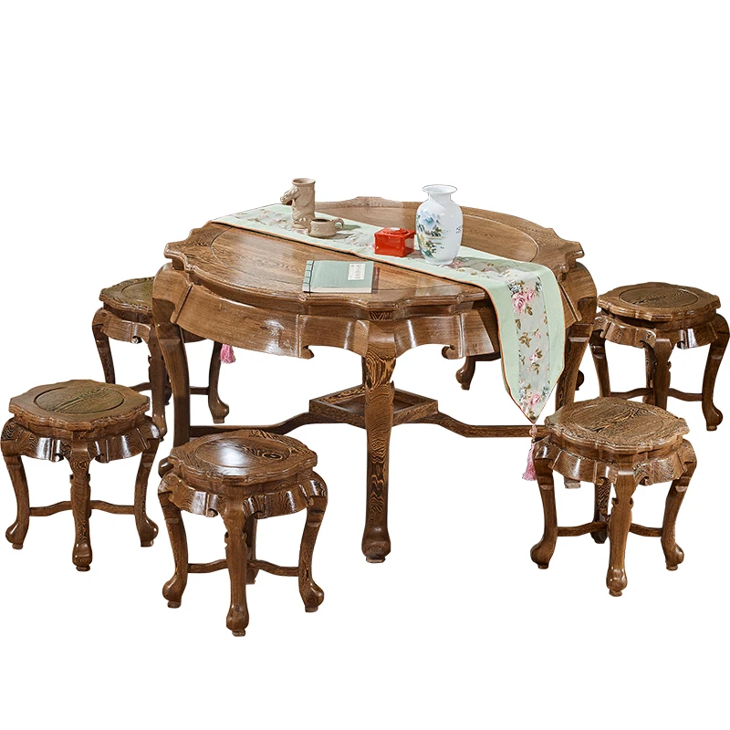 

Мебель из красного дерева, куриное крыло, деревянный угловой обеденный стол из массива дерева для гостиной, китайский обеденный стол и стул, комбинированный