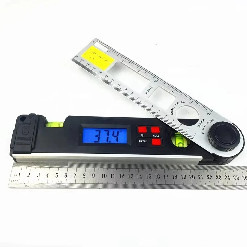 0-270degree 250mm Digital Angle Ruler Finder Gauge Multi-Purpose Digital Protractor Level Ruler Miltre Spirit Level Inclinometer
