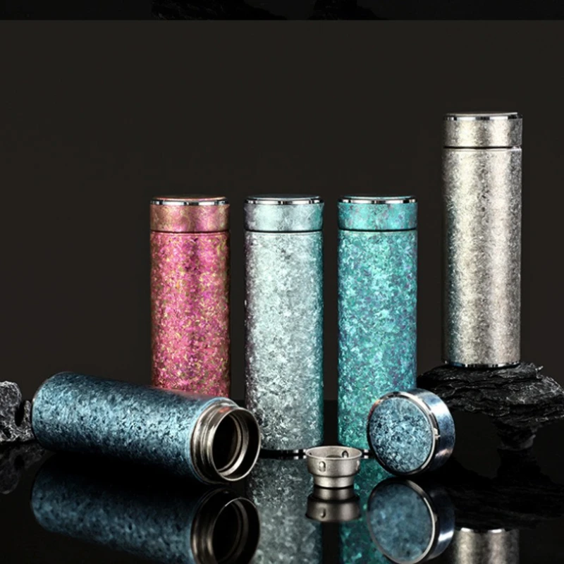 

Чашка-термос из чистого титана емкостью 480 мл с высокой производительностью и большим ледяным цветком, высококачественная титановая чашка, подарочная чашка и легкая роскошная чашка для воды