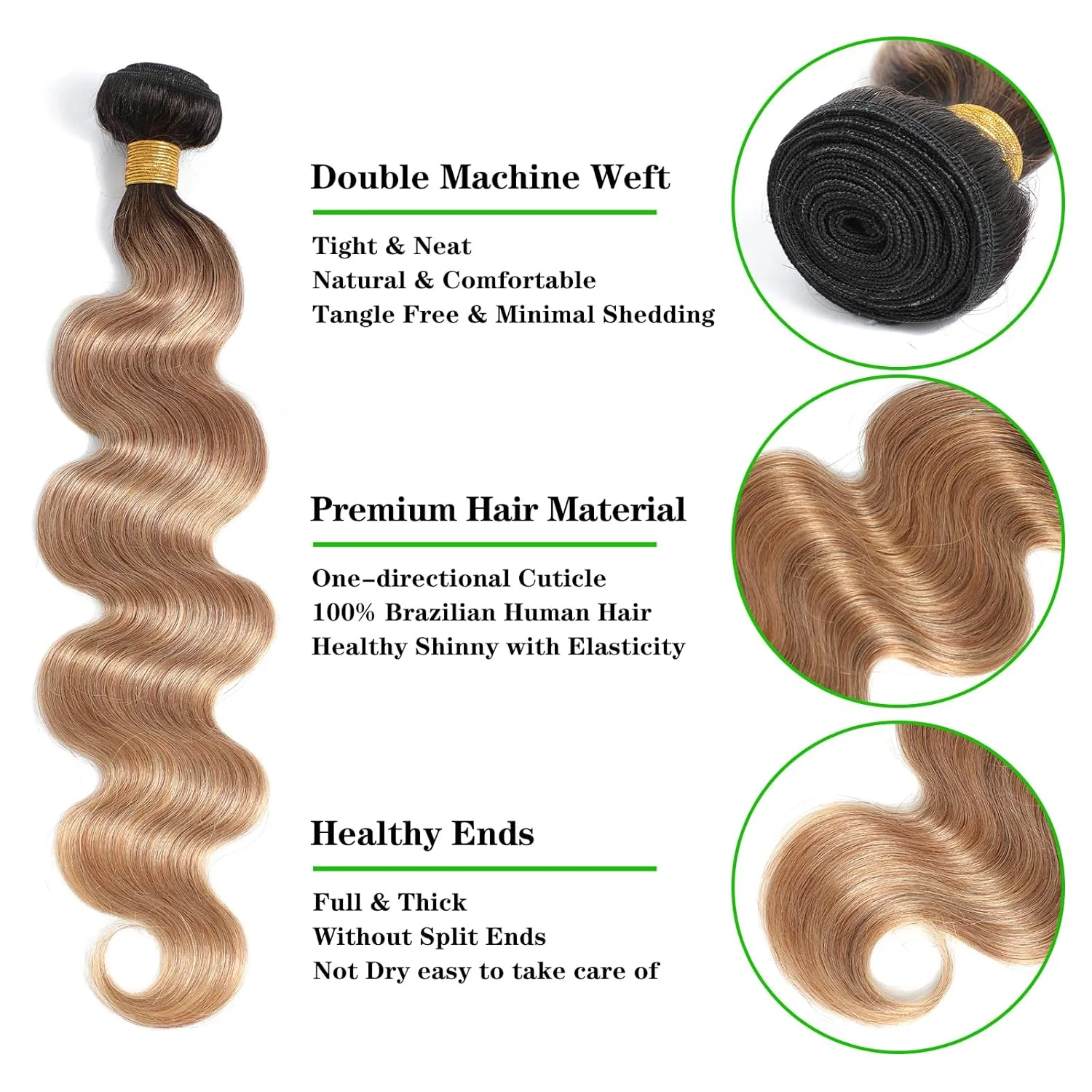 Body Wave Bundles Human Hair 1/3/4 PCS Brazilian Hair Weave Bundles Ombre Colored 1b/27 Bundles Virgin Hair Weave Extensions