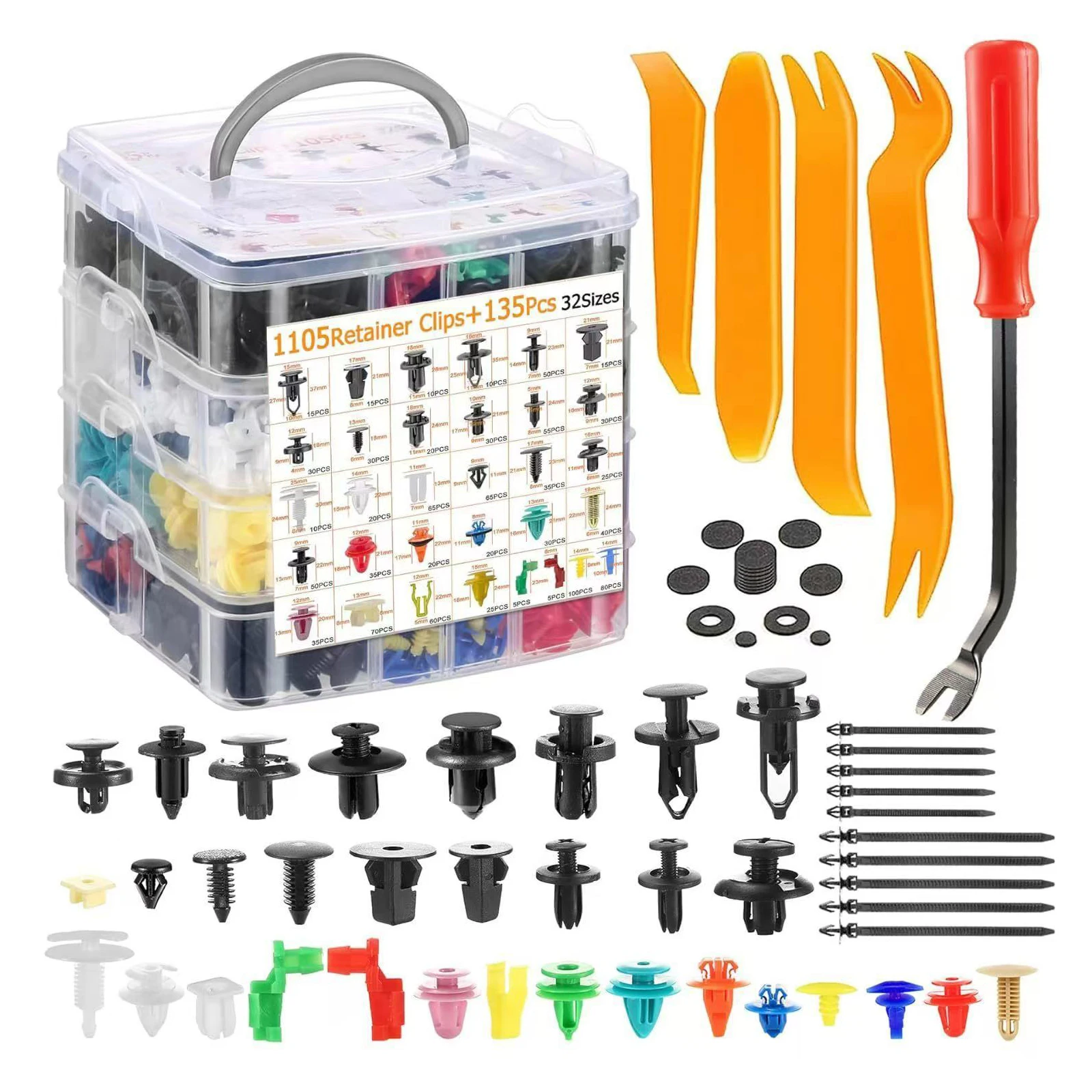 

1240Pcs Universal Automotive Mounting Clip Kit with Installation Tools Nylon Auto Fasteners Kit Wear Resist Repair Accessories