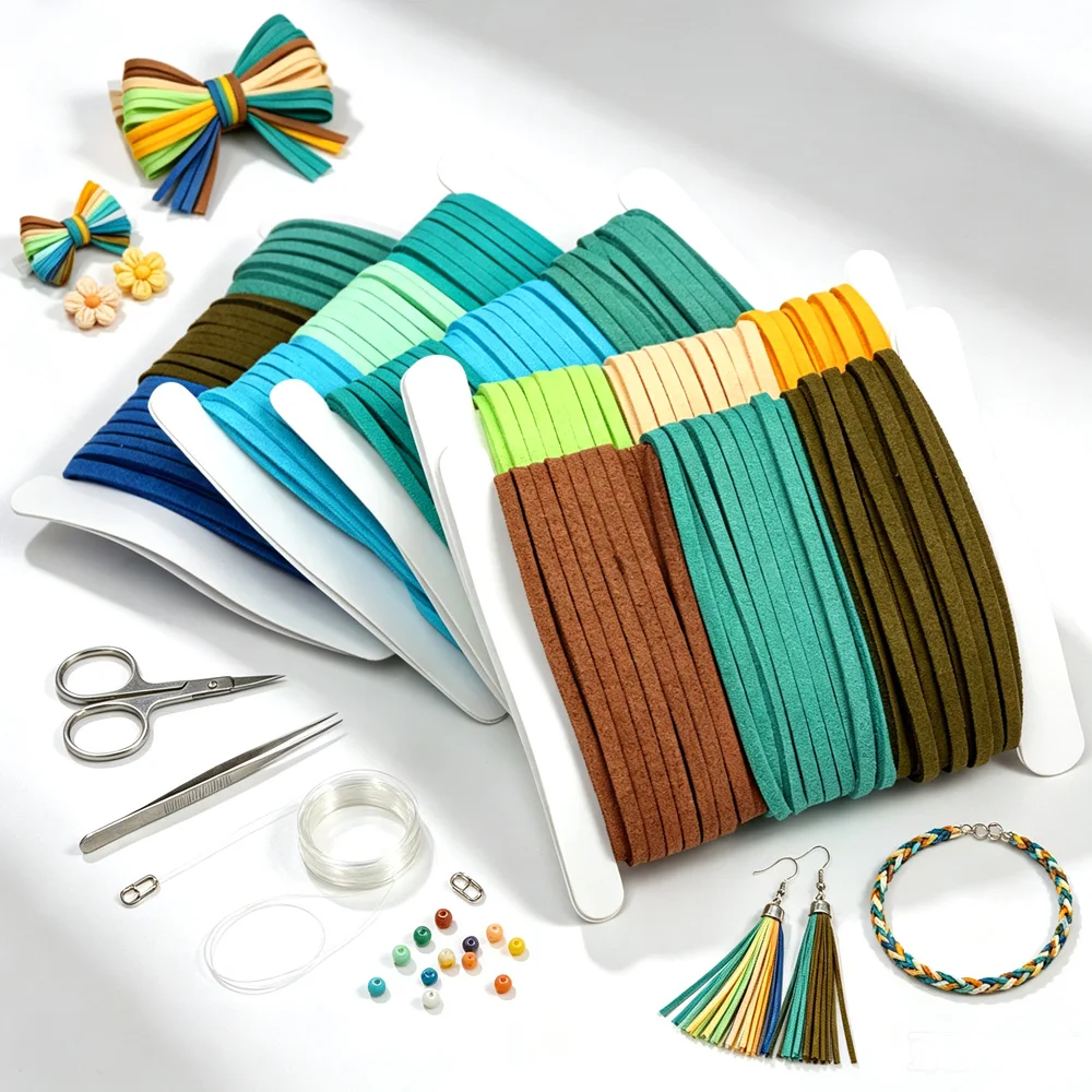 9M Multicolor Flat Faux Suede Cord DIY Jewelry Making Soft Strap For Bracelet Tassel Earring Gift Wrapping Bow Craft Accessories
