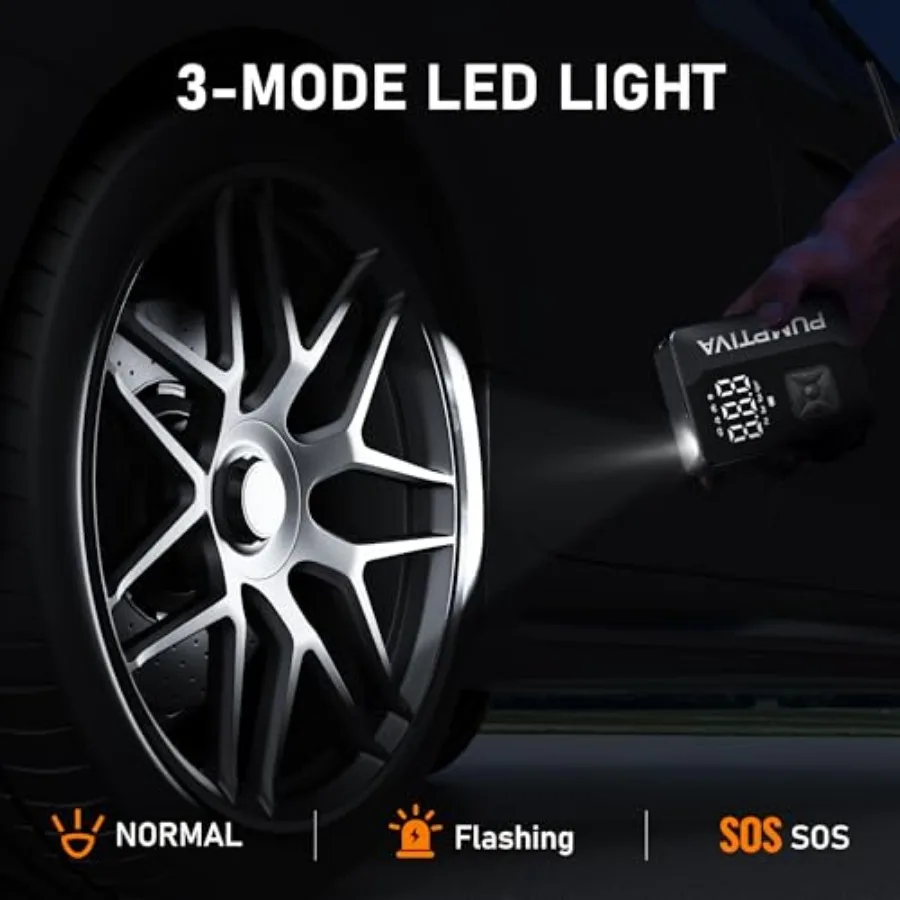 Compressore d'aria portatile Gonfiatore elettrico per pneumatici da 150 PSI con spegnimento automatico Design cordless Display LCD accurato e luce a LED per