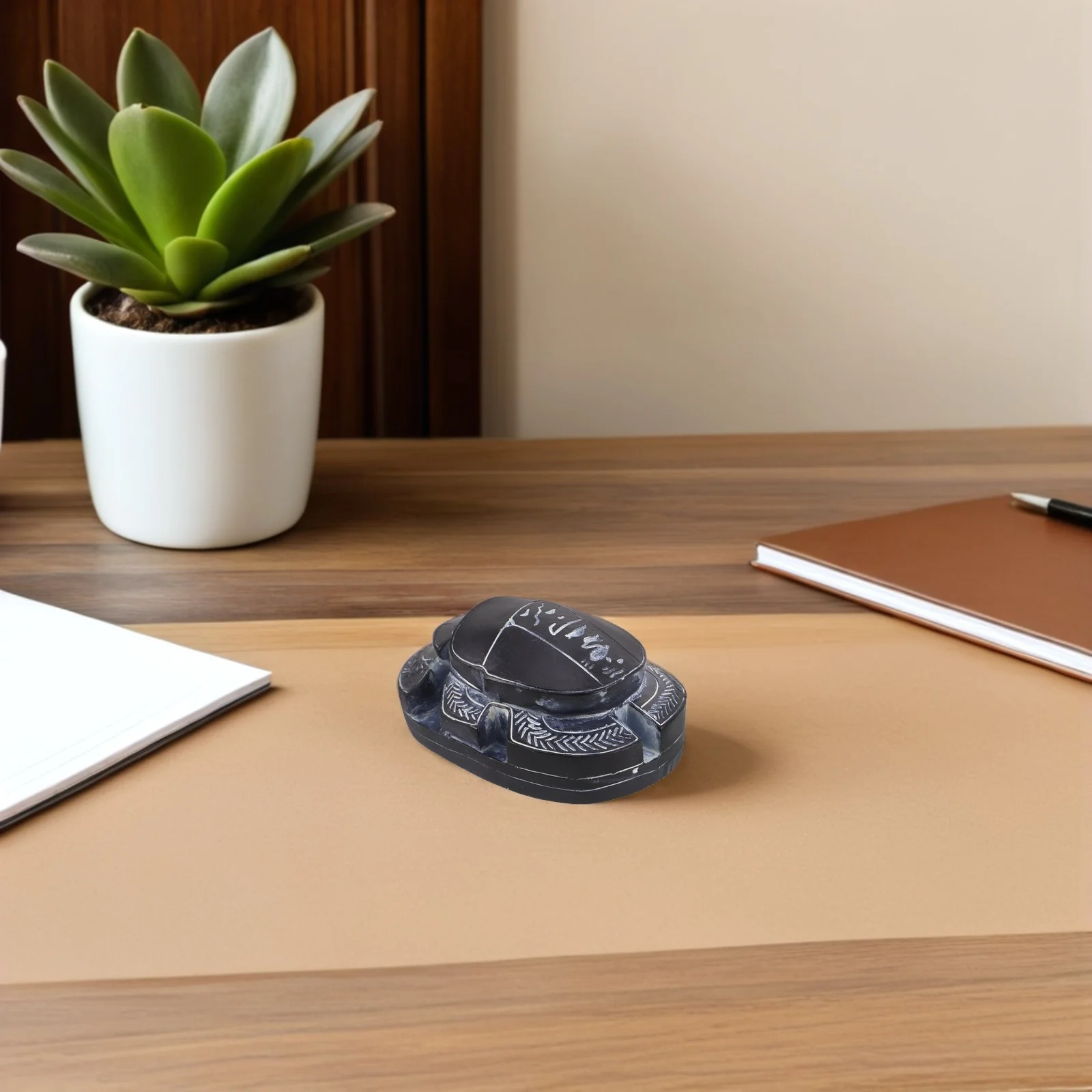 تمثال راتينج خنفساء الجعران المصرية القديمة - منحوتة ديكور مصر المعقدة لسطح المكتب والمكتب والمنزل - قطعة فنية #3